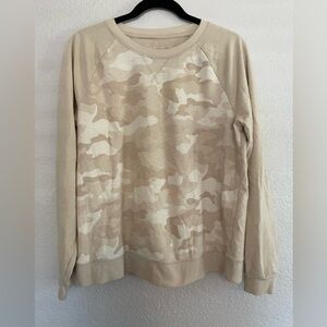Sonoma Women’s Tan Camo Crewneck Sweater